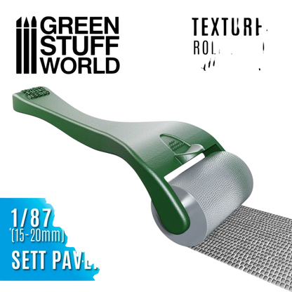 Green Stuff World - Rolling pin with Handle - Sett Pavement 15mm 10494