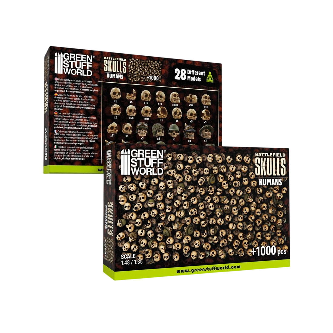 Green Stuff World 1000x Battlefield Resin Skulls 1:48-1:35 Wargaming and Modeling