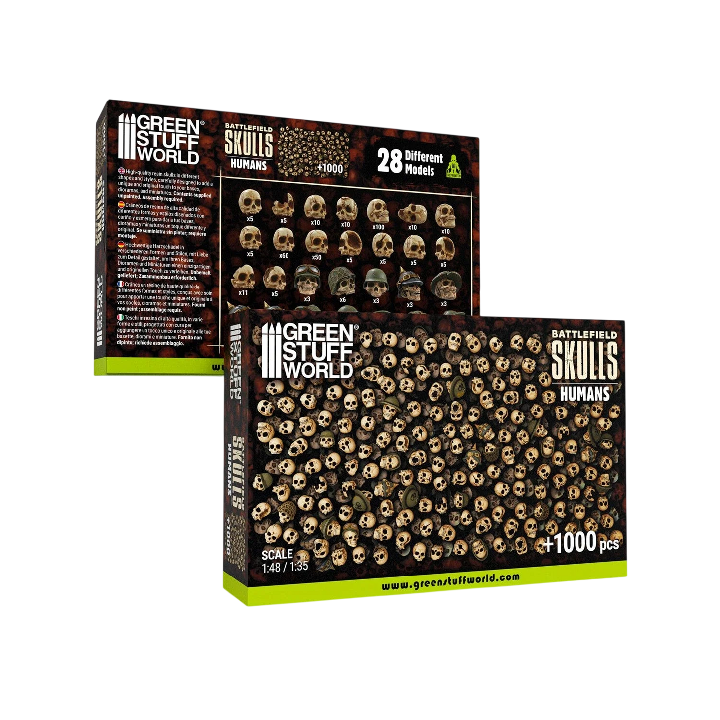 Green Stuff World 1000x Battlefield Resin Skulls 1:48-1:35 Wargaming and Modeling