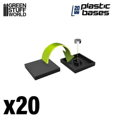 Green Stuff World 20mm Square Plastic Bases - Black 9830