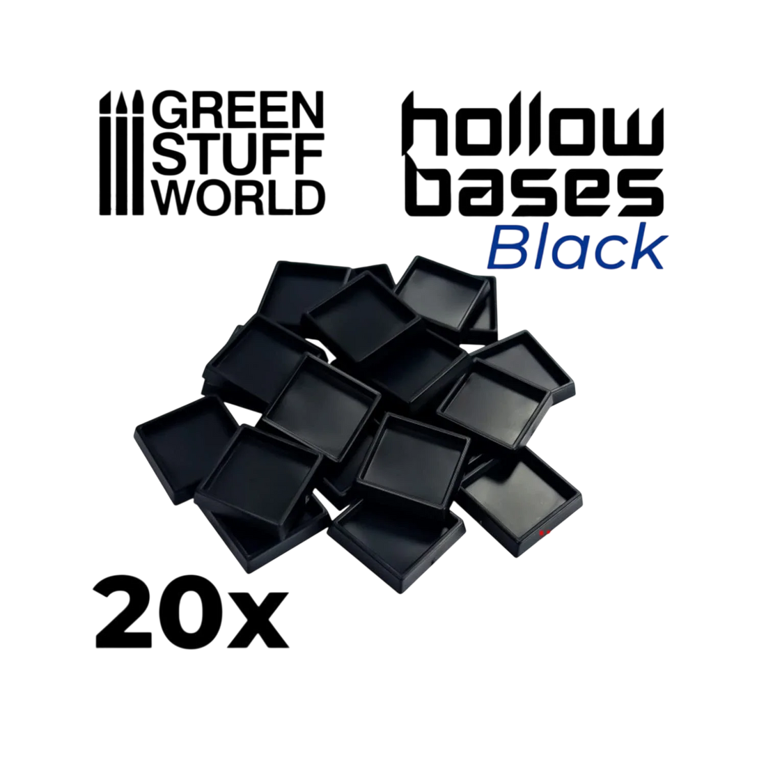 Green Stuff World 20mm to 25mm Adapter Plastic Square Bases - Black 11436