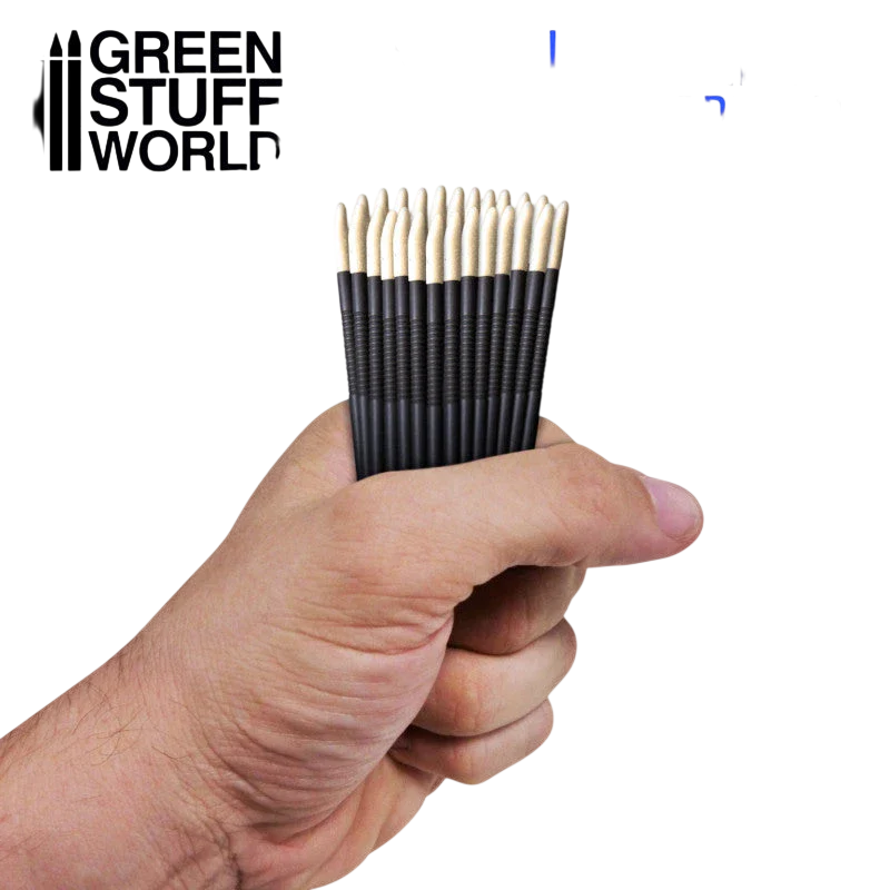 Green Stuff World 25 Disposable Weathering Brushes for Miniatures 2420