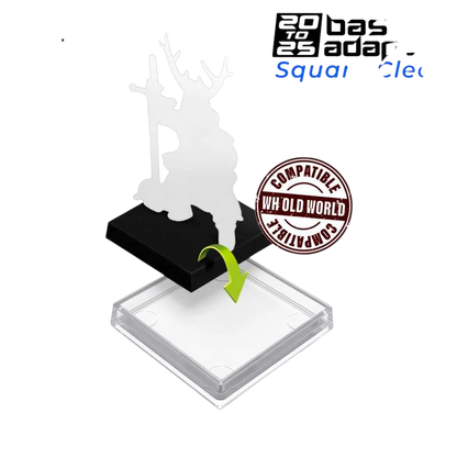 Green Stuff World 25mm Square Plastic Base Hollow - Clear - 20mm to 25mm Adapters 11431
