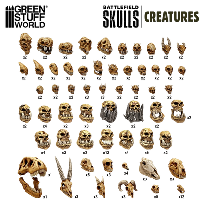 Green Stuff World 300x Battlefield Creature Skulls 1:48-1:35 - Wargaming and Basing