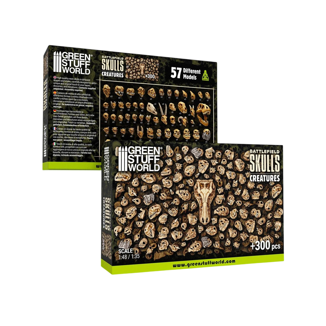 Green Stuff World 300x Battlefield Creature Skulls 1:48-1:35 - Wargaming and Basing
