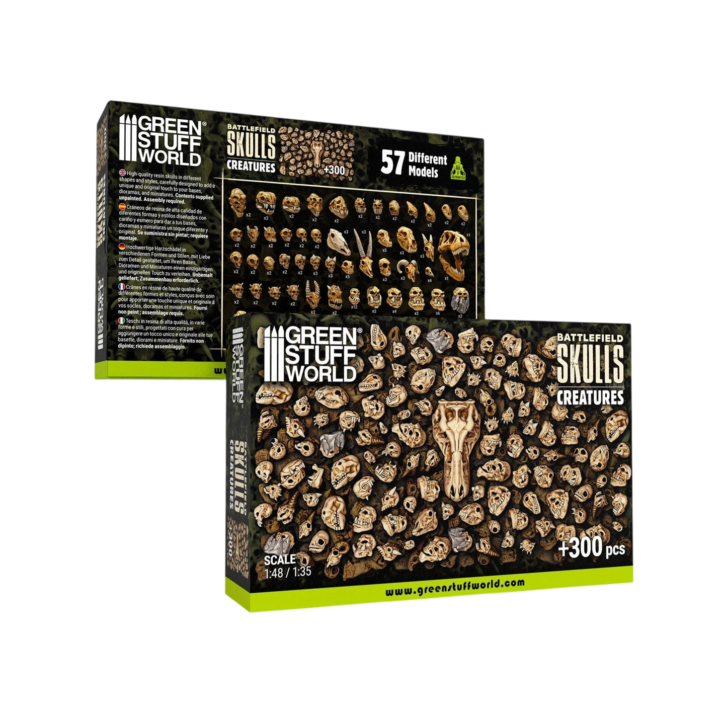 Green Stuff World 300x Battlefield Creature Skulls 1:48-1:35 - Wargaming and Basing