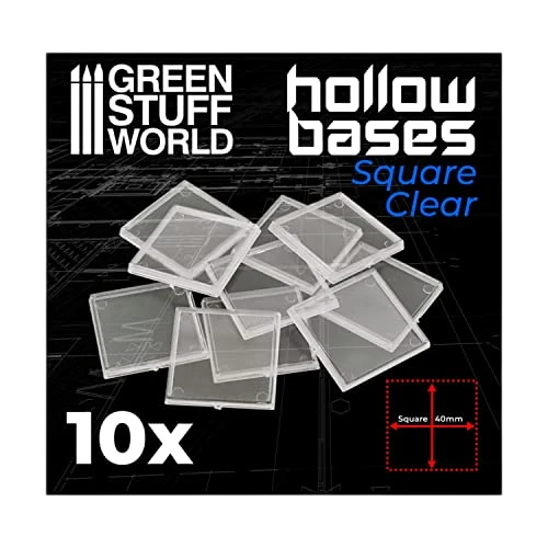 Green Stuff World 40mm Square Plastic Base Hollow - Clear 11462
