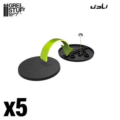Green Stuff World 50mm Round Plastic Bases - Black 9824