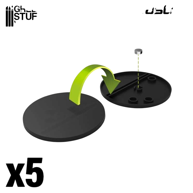 Green Stuff World 55mm Round Plastic Bases - Black 9825