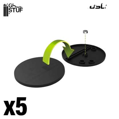 Green Stuff World 55mm Round Plastic Bases - Black 9825