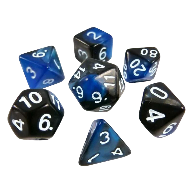 Green Stuff World 7 Piece 16mm Dice Set- Blue Swirl Mix RPG 16mm Marmol Blue 2683