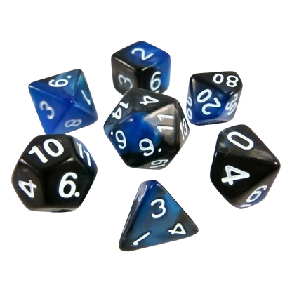 Green Stuff World 7 Piece 16mm Dice Set- Blue Swirl Mix RPG 16mm Marmol Blue 2683