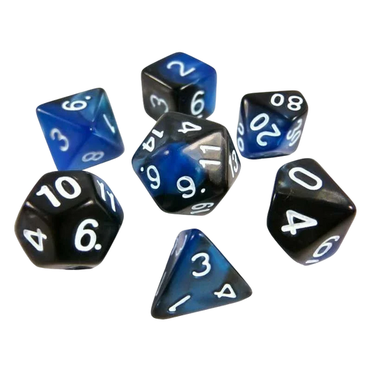 Green Stuff World 7 Piece 16mm Dice Set- Blue Swirl Mix RPG 16mm Marmol Blue 2683