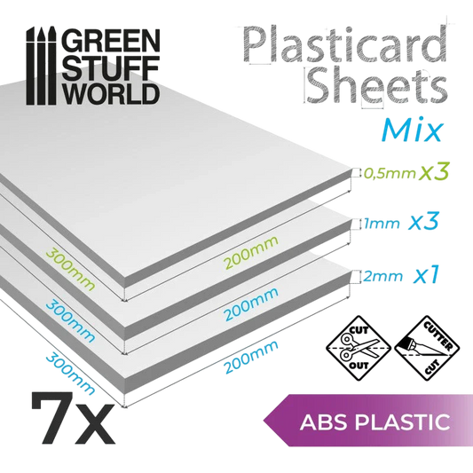 Green Stuff World – ABS Plasticard A4 - 7 sheets Variety pack 9110