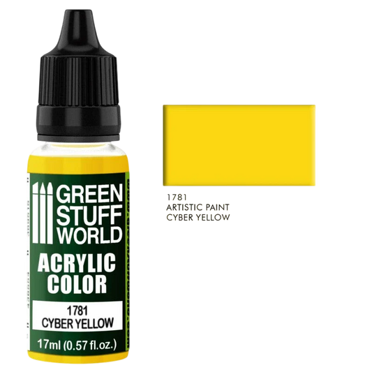 Green Stuff World – Acrylic Color Paint Cyber Yellow 1781 for Models and Miniatures