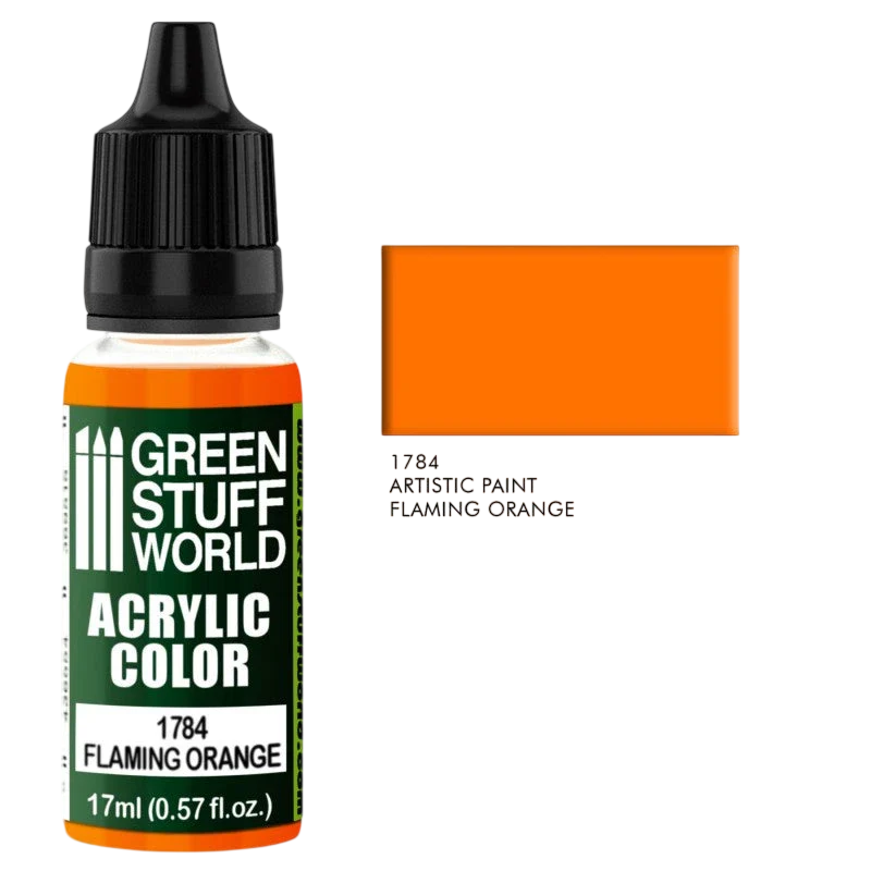 Green Stuff World – Acrylic Color Paint Flaming Orange 1784 for Models and Miniatures