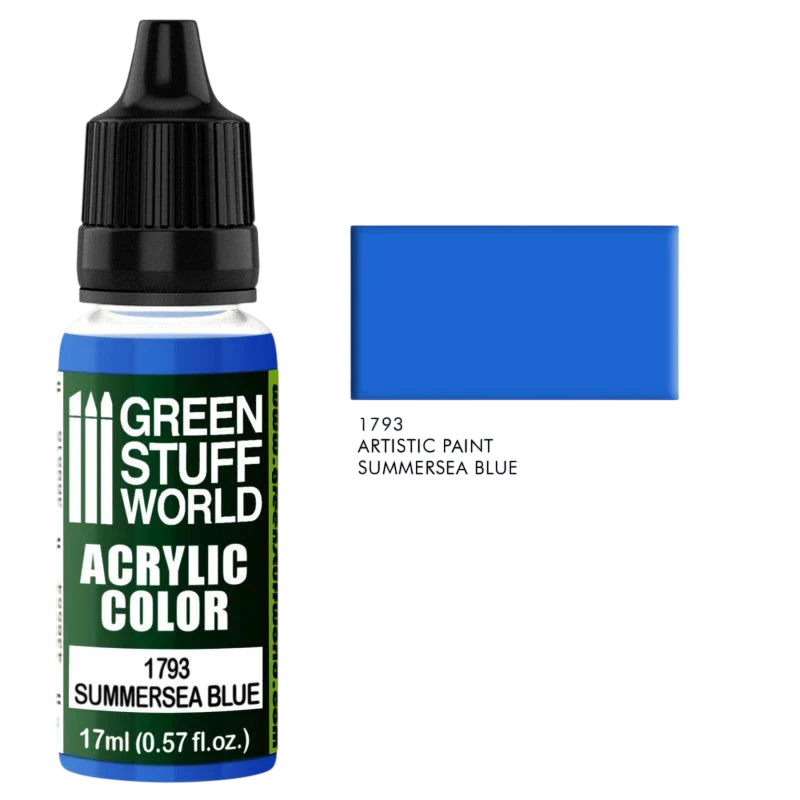 Green Stuff World – Acrylic Color Paint Summersea Blue 1793 for Models and Miniatures