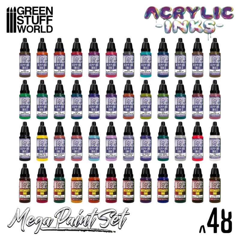 Green Stuff World Acrylic Dipping Ink and Contrast Mega Paint Set - 12263