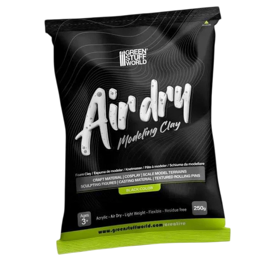 Green Stuff World Air Dry Foam Clay 250gr. - Black for Cosplay, Crafting, and Modeling 5716