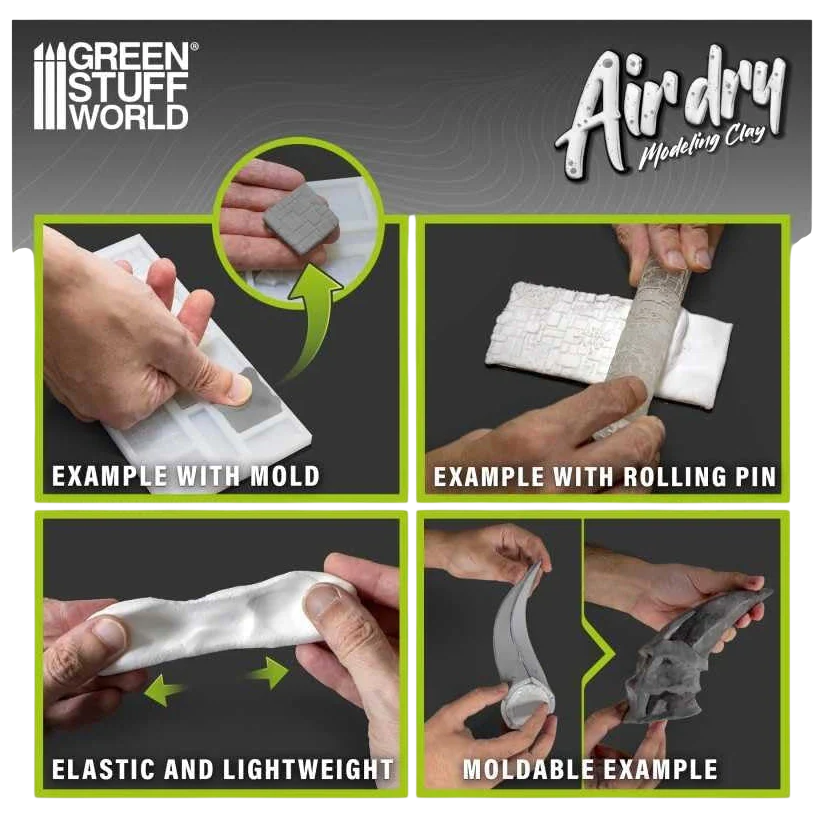 Green Stuff World Air Dry Foam Clay 250gr. - Grey for Cosplay, Crafting, and Modeling 5395