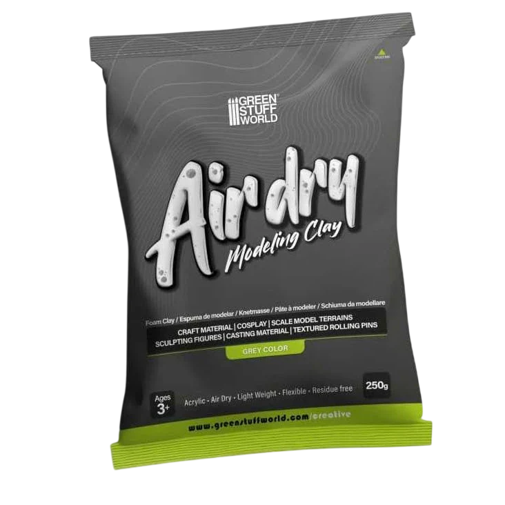 Green Stuff World Air Dry Foam Clay 250gr. - Grey for Cosplay, Crafting, and Modeling 5395