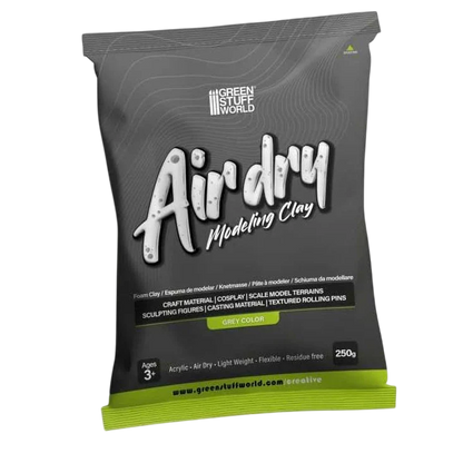 Green Stuff World Air Dry Foam Clay 250gr. - Grey for Cosplay, Crafting, and Modeling 5395