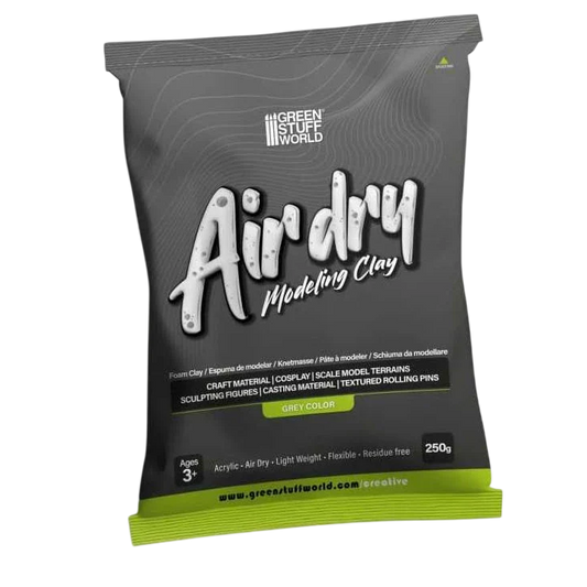 Green Stuff World Air Dry Foam Clay 250gr. - Grey for Cosplay, Crafting, and Modeling 5395