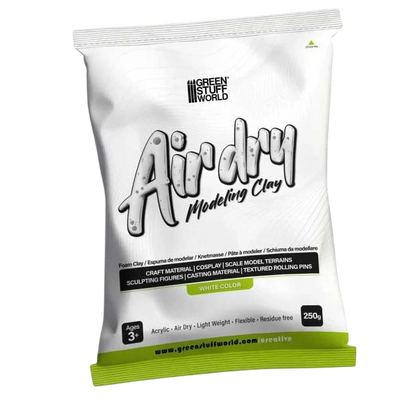 Green Stuff World Air Dry Foam Clay 250gr. - White for Cosplay, Crafting, and Modeling