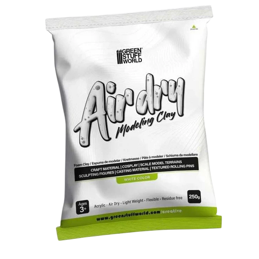 Green Stuff World Air Dry Foam Clay 250gr. - White for Cosplay, Crafting, and Modeling