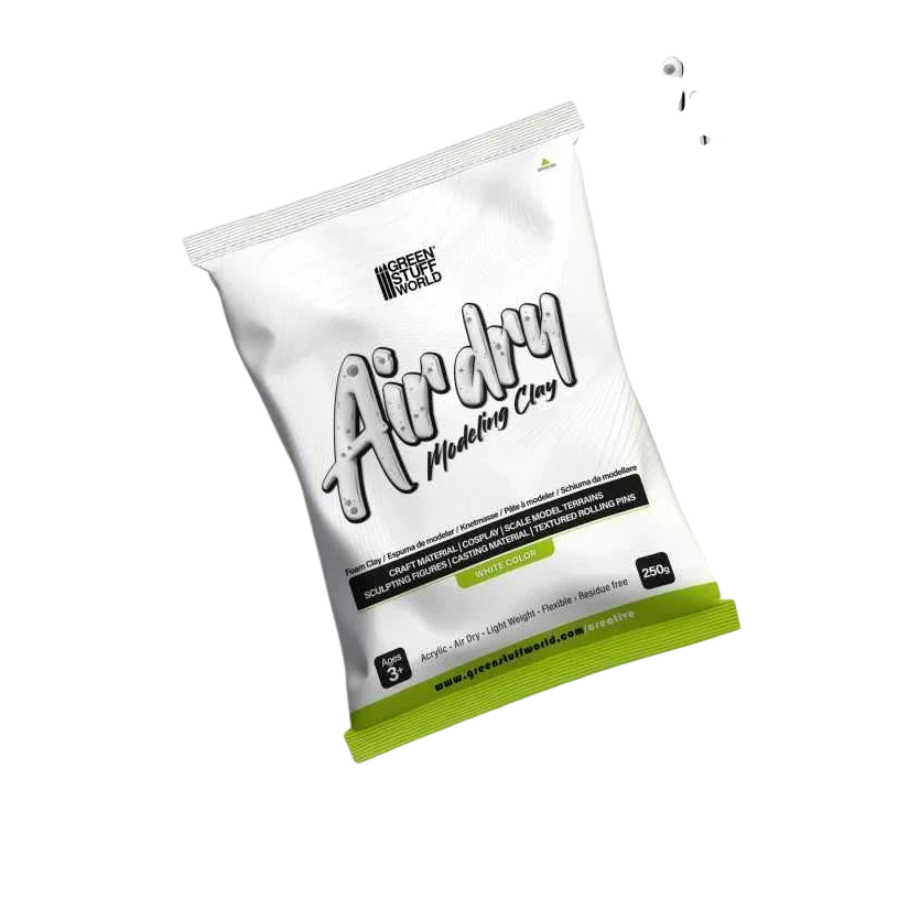 Green Stuff World Air Dry Foam Clay 250gr. - White for Cosplay, Crafting, and Modeling