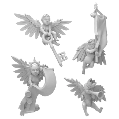 Green Stuff World Angel Cherubs with Keys, Scrolls, Banners in 40k Style 12346