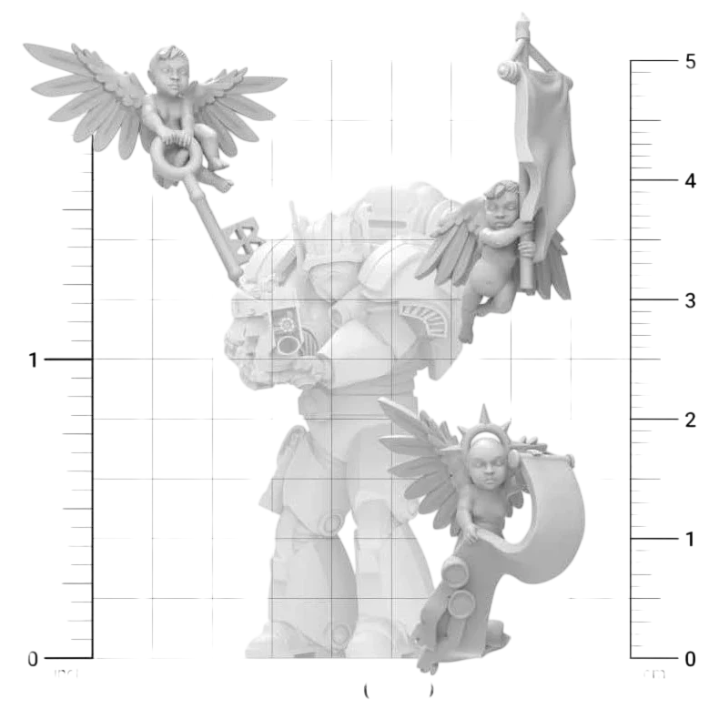 Green Stuff World Angel Cherubs with Keys, Scrolls, Banners in 40k Style 12346