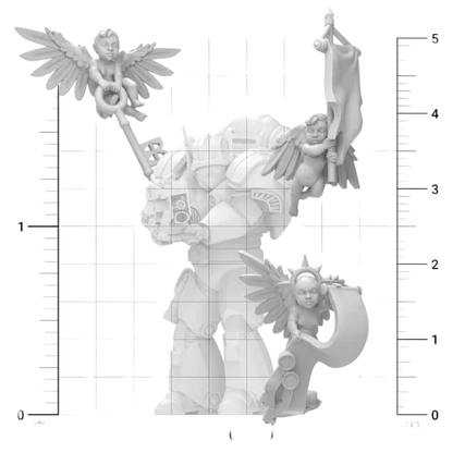 Green Stuff World Angel Cherubs with Keys, Scrolls, Banners in 40k Style 12346