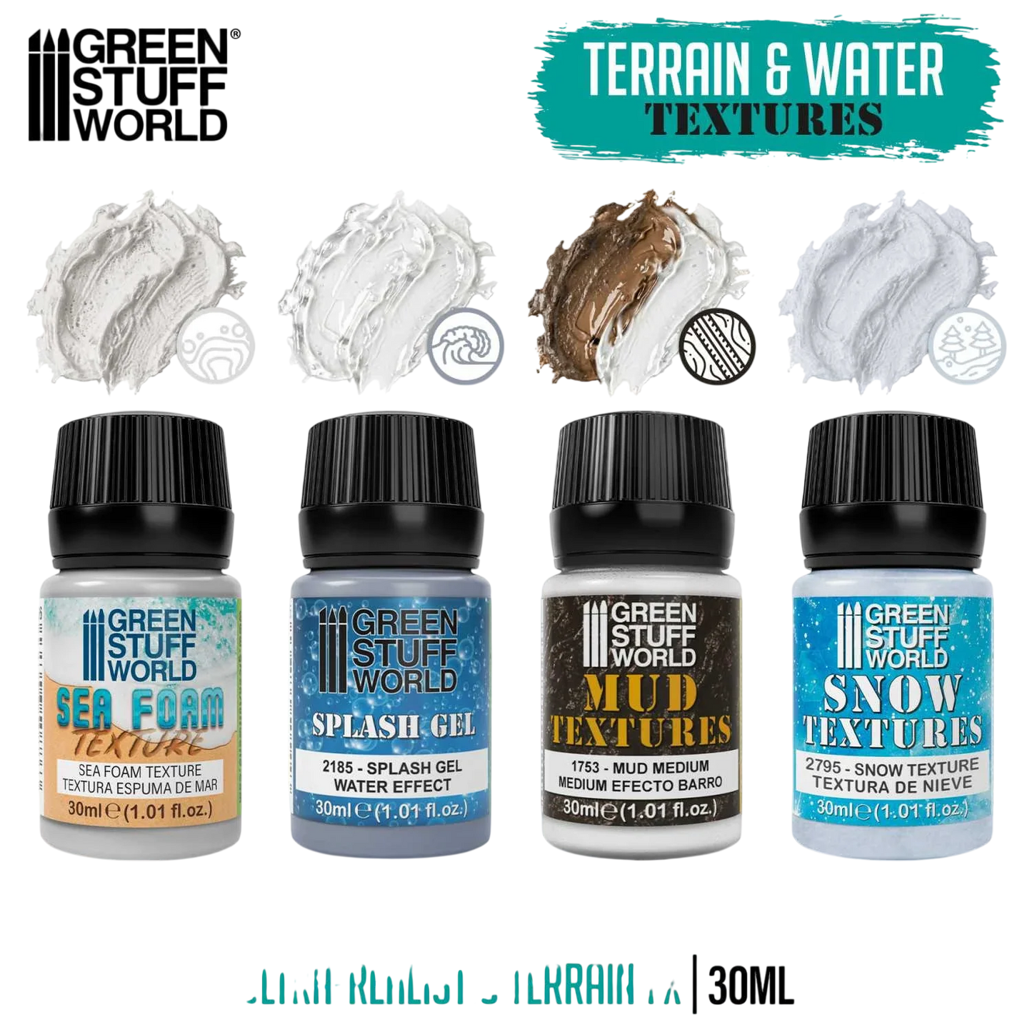 Green Stuff World Aquatic textures set 30ml for Modeling and Dioramas
