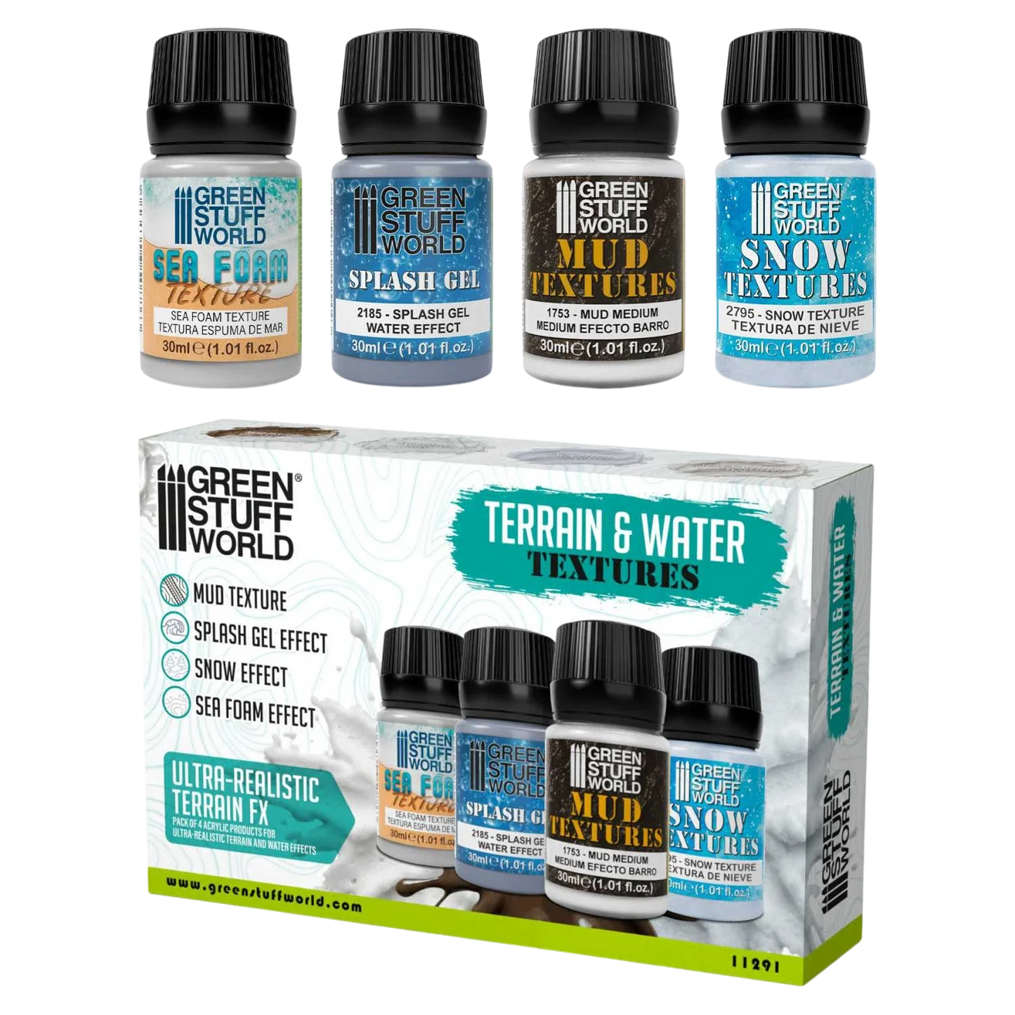Green Stuff World Aquatic textures set 30ml for Modeling and Dioramas
