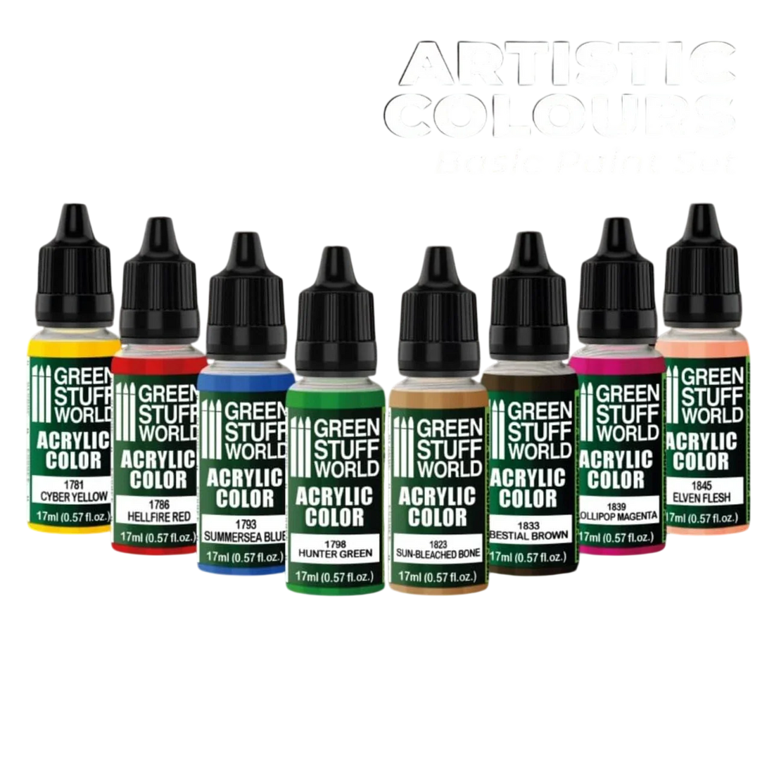 Green Stuff World Basic Color Paint Set of 8 10102