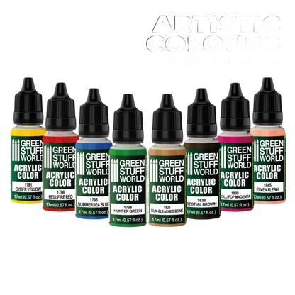Green Stuff World Basic Color Paint Set of 8 10102