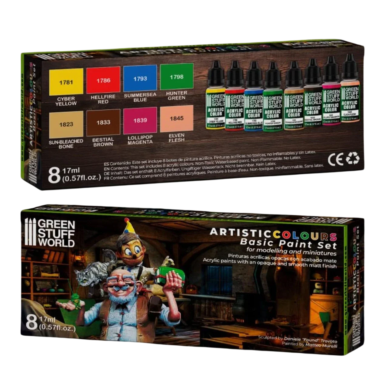 Green Stuff World Basic Color Paint Set of 8 10102