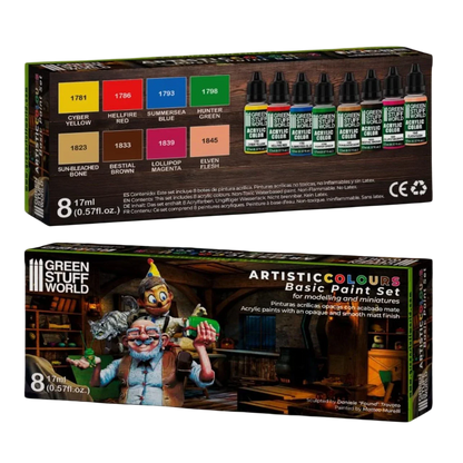 Green Stuff World Basic Color Paint Set of 8 10102