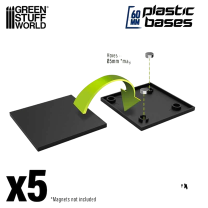 Green Stuff World Black Plastic Bases Square 60 mm 12887