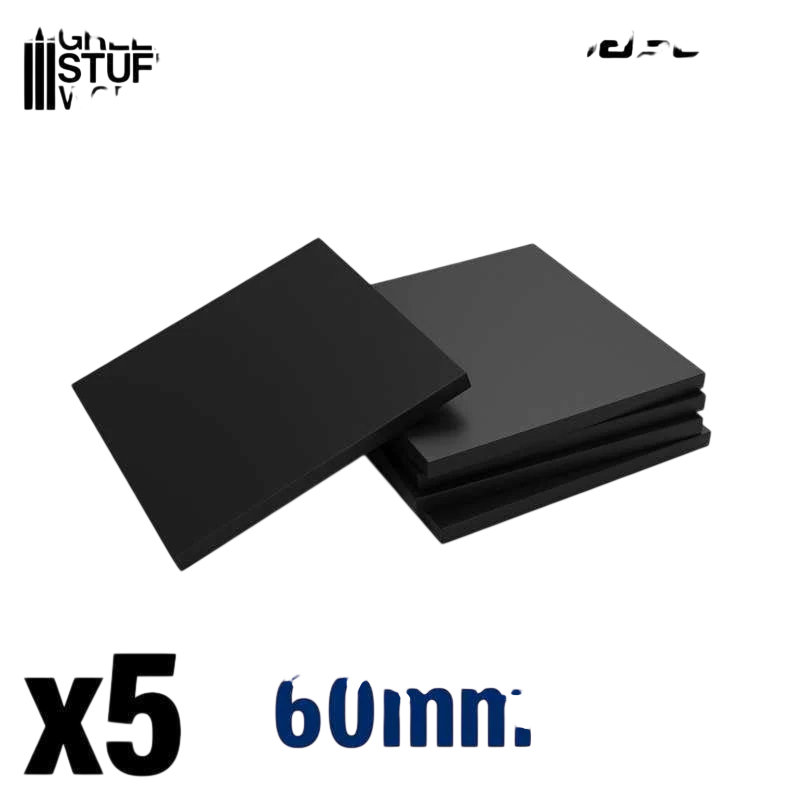 Green Stuff World Black Plastic Bases Square 60 mm 12887