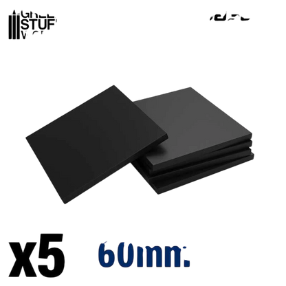 Green Stuff World Black Plastic Bases Square 60 mm 12887