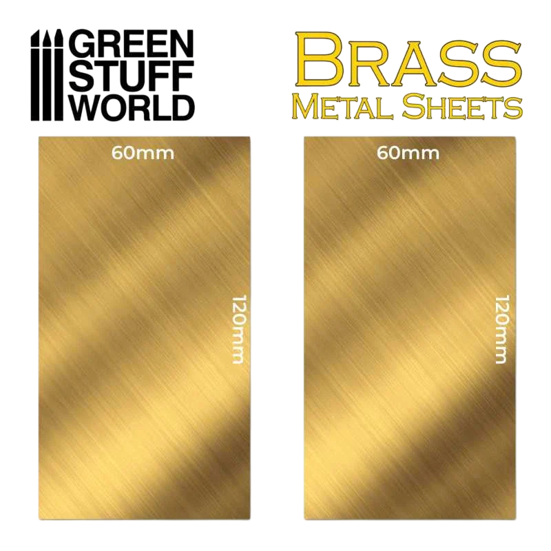 Green Stuff World Brass Metal sheets 60x120mm (Pack of 2) 10173