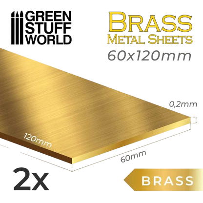 Green Stuff World Brass Metal sheets 60x120mm (Pack of 2) 10173