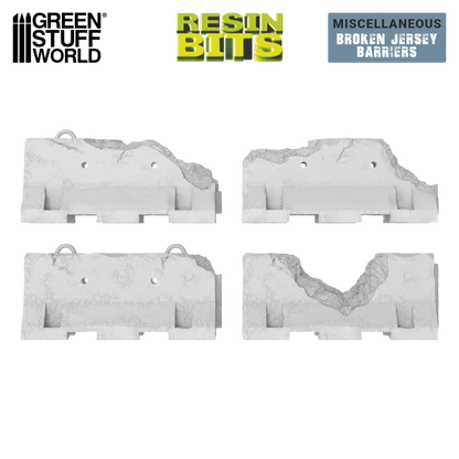 Green Stuff World Broken Jersey Barriers 1:48-1:35 - Wargaming