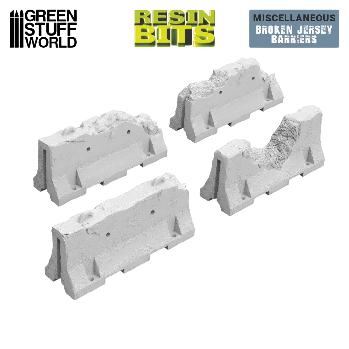 Green Stuff World Broken Jersey Barriers 1:48-1:35 - Wargaming