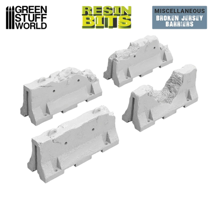 Green Stuff World Broken Jersey Barriers 1:48-1:35 - Wargaming