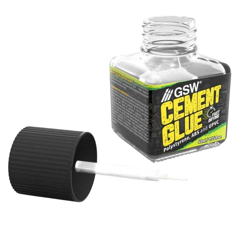 Green Stuff World Cement Glue for Plastic Models, 40ml with 2 Fine Applicator Brushes 5139