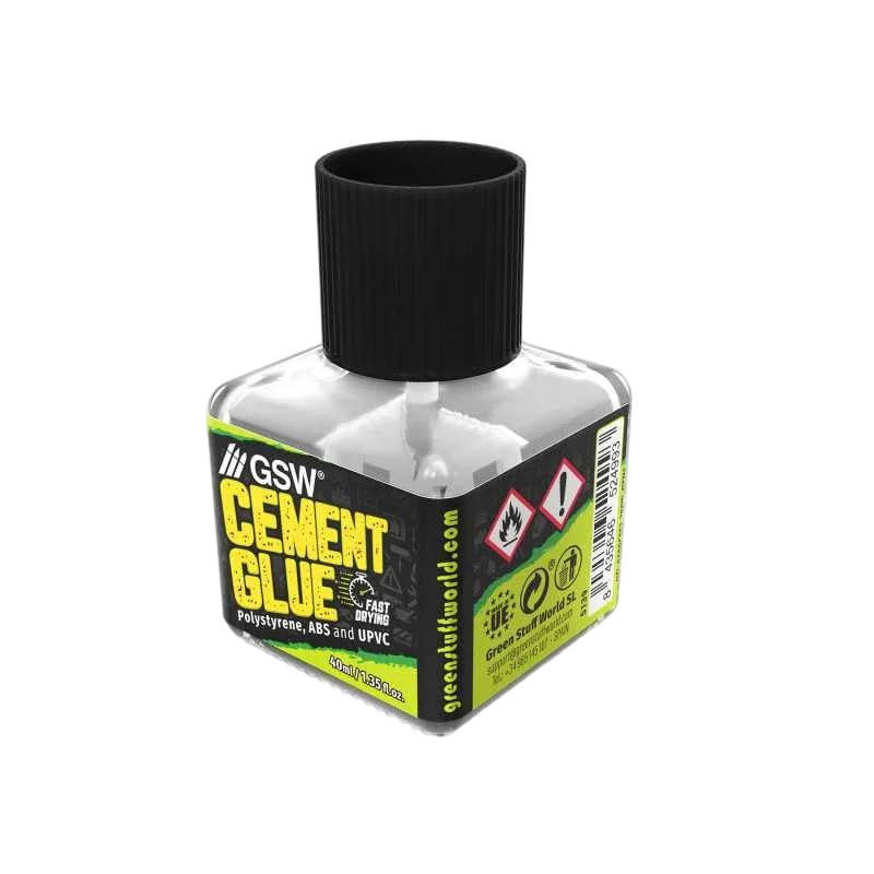 Green Stuff World Cement Glue for Plastic Models, 40ml with 2 Fine Applicator Brushes 5139