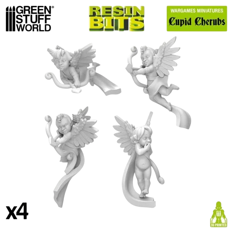 Green Stuff World Cherubs 40k Resin Miniatures, Gothic Angels with Bows for Wargaming, Set of 4, Unpainted 13500